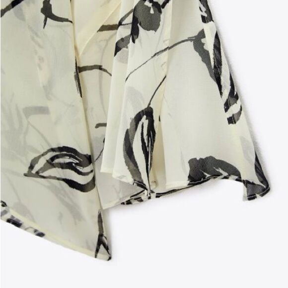 Zara Semi-Sheer Printed Blouse New - Picture 5 of 10